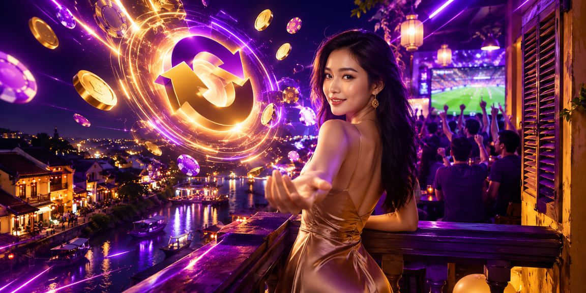 Không gian neon sôi động tại Hội An với bảng hiệu rebate và bonus casino